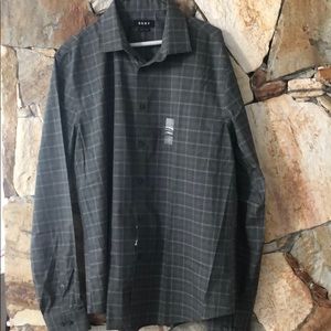 DKNY men shirts stretch Gray long sleeve size 17